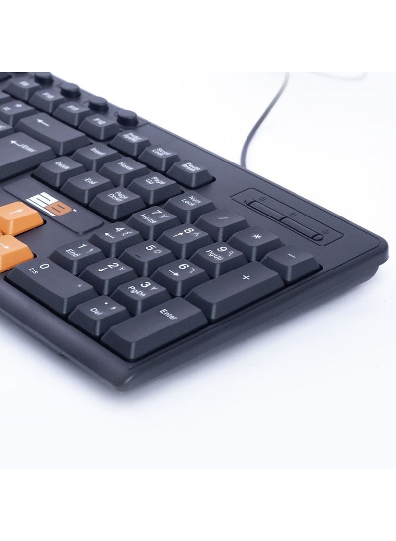 2B Multimedia USB Keyboard With Colored Buttons for Playing KB445  - Black - Image 3